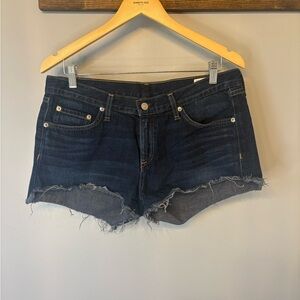 Rag & Bone Dark Blue Jean Distressed Mini Shorts in size 29